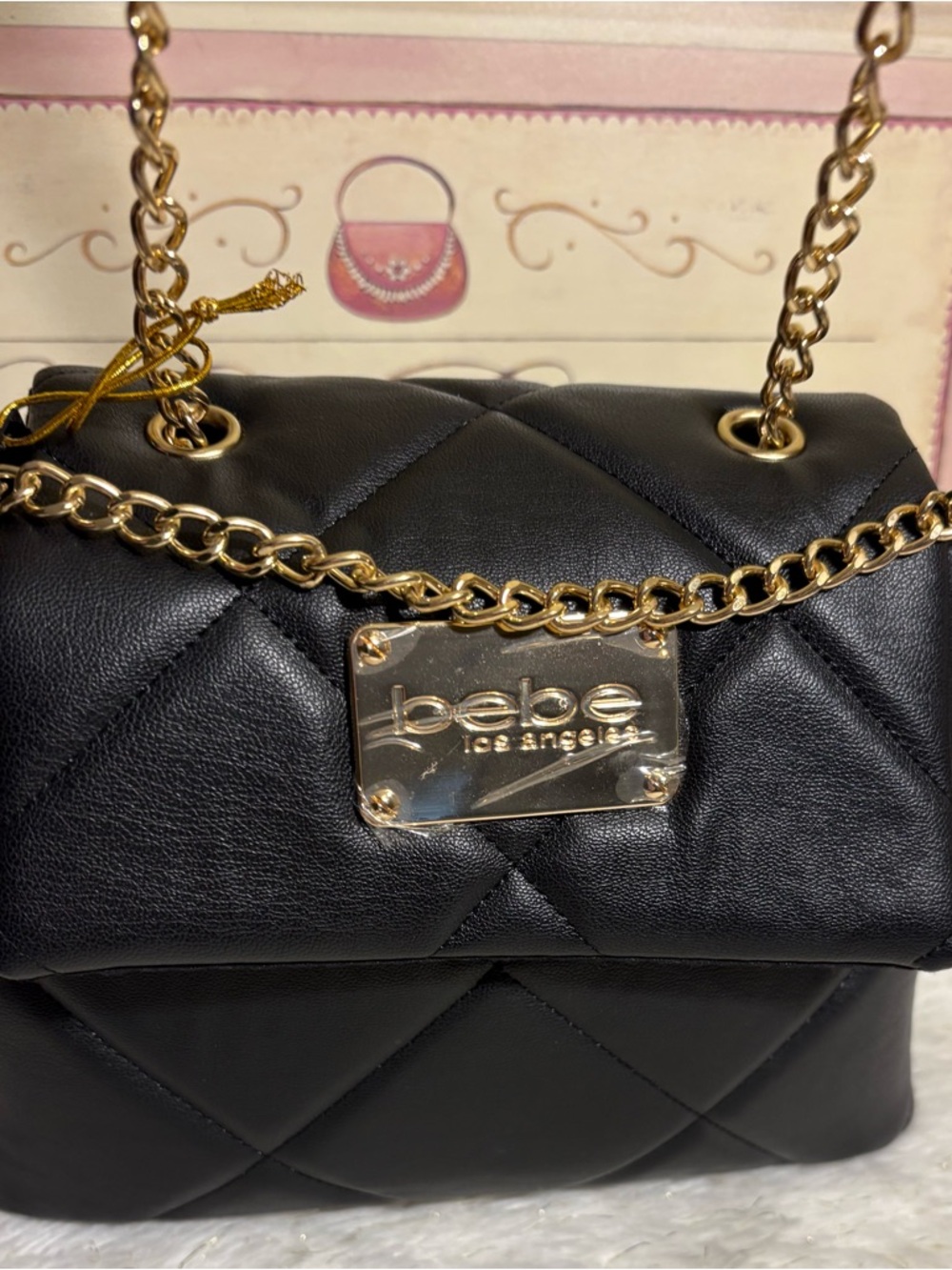 Bebe “Vivian” Vegan Quilted Leather Flap Crossbody